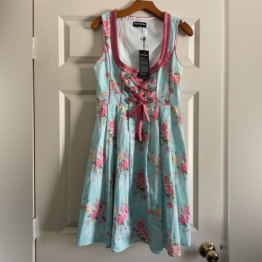 Scarlet Darkness Floral Lace-Up DressBlue and Pink whimsygoth goth baddie NWT